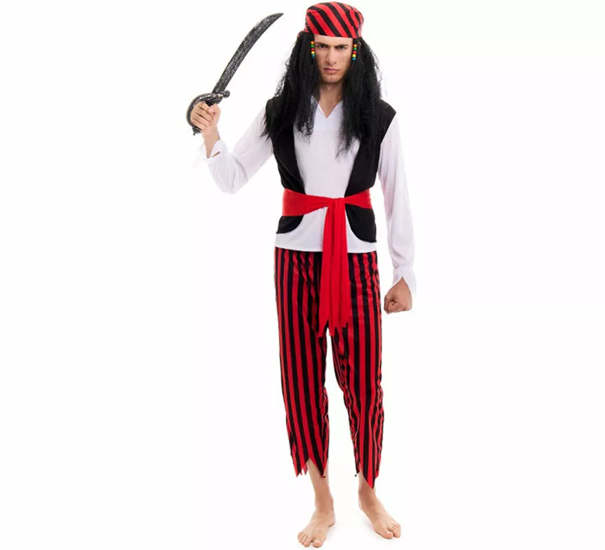 Translation missing: pt-PT.Disfraz de Pirata a rayas para hombre