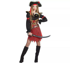 Fato de pirata às riscas para mulher