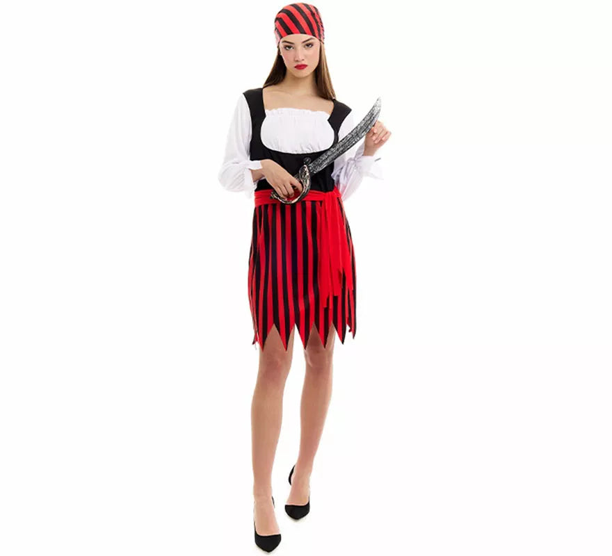Translation missing: pt-PT.Disfraz de Pirata a rayas para mujer