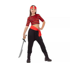 Fato de pirata às riscas para menina