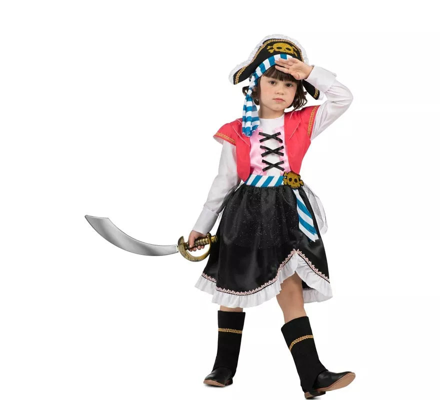 Translation missing: pt-PT.Disfraz de Pirata Calavera con gorro para niña
