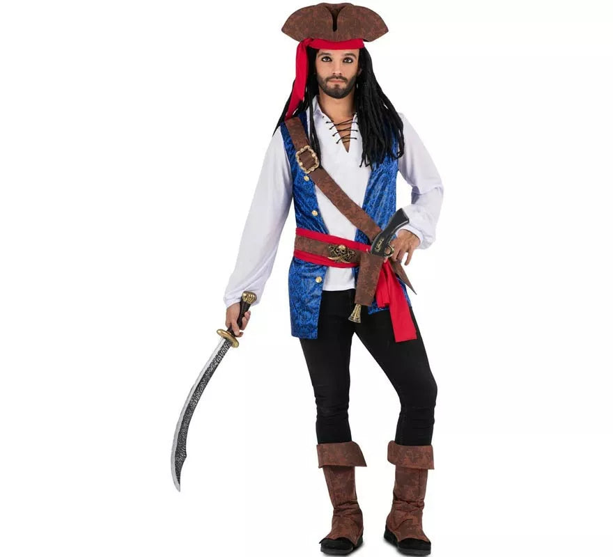 Disfraz de Pirata Caribeño con sombrero para hombre