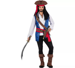Fato de pirata caribenho com chapéu para homem