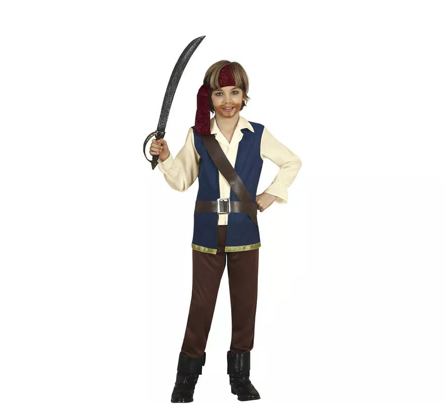Disfraz de Pirata con chaleco azul para niño