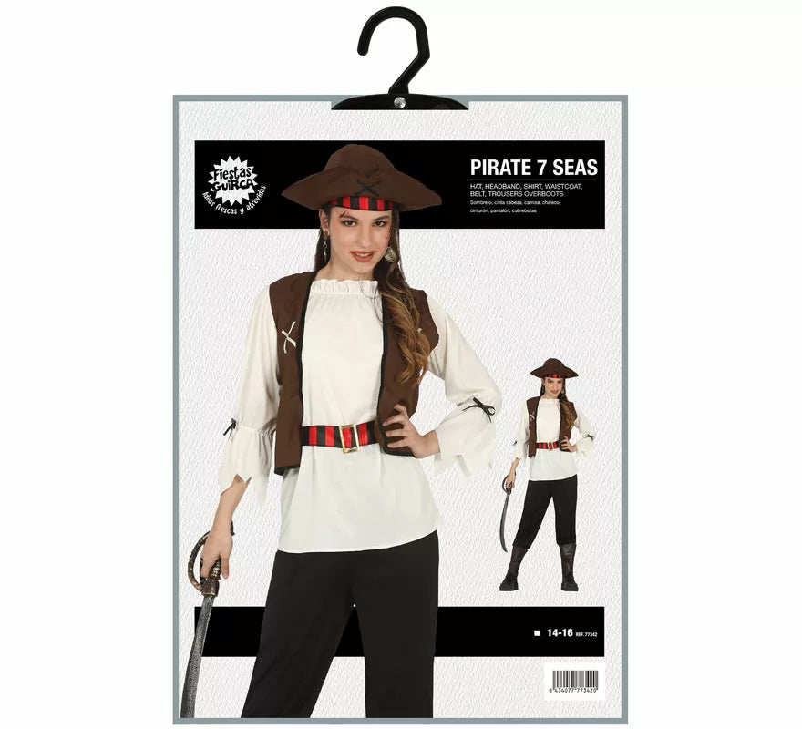 Translation missing: pt-PT.Disfraz de Pirata Corsaria Siete Mares para adolescente