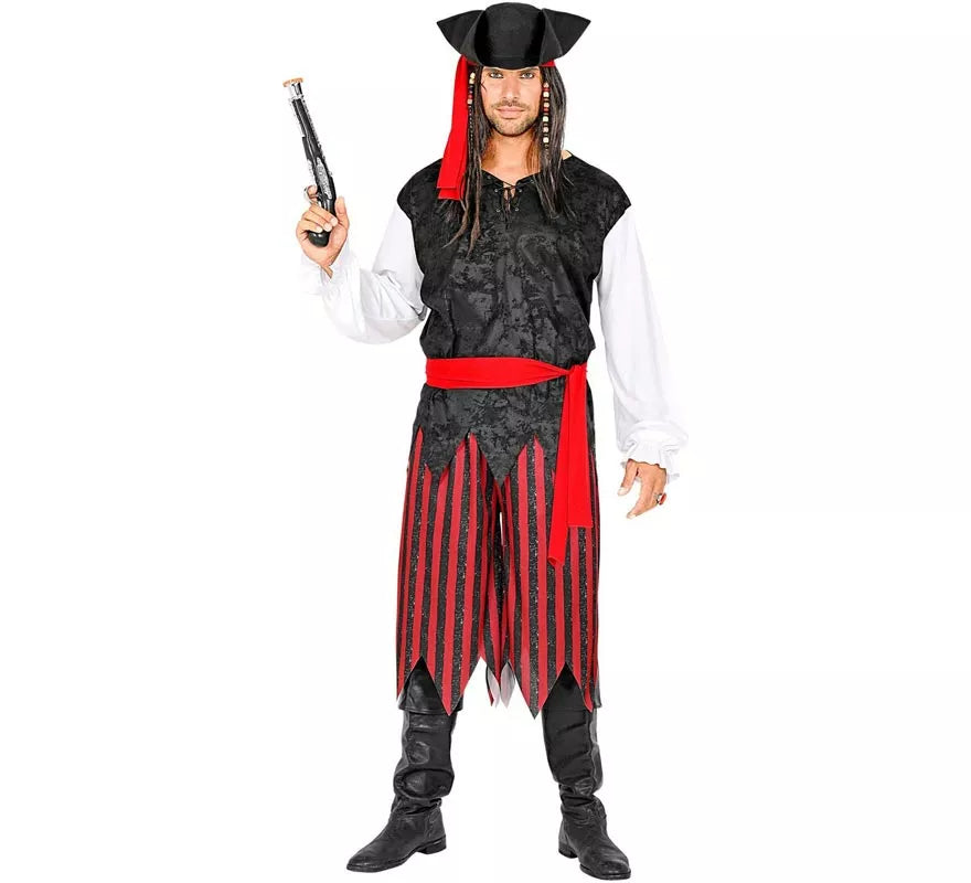 Translation missing: pt-PT.Disfraz de Pirata del Caribe a rayas para hombre