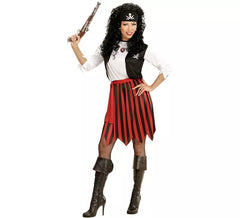 Fato de Pirata das Caraíbas às riscas para mulher