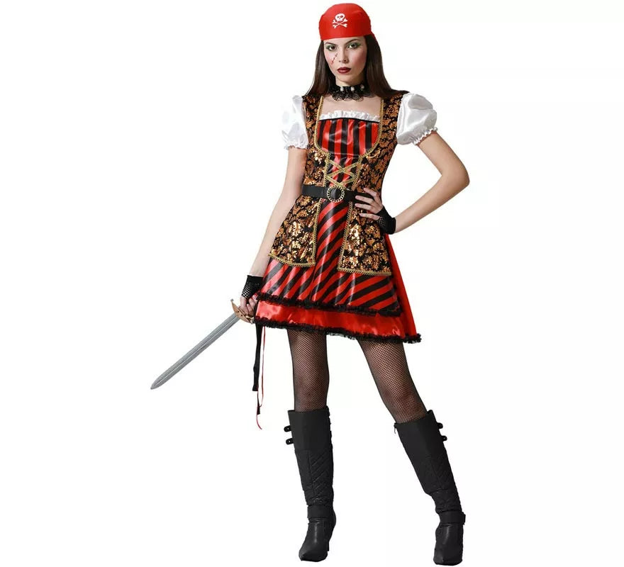 Translation missing: pt-PT.Disfraz de Pirata detalles dorados para mujer