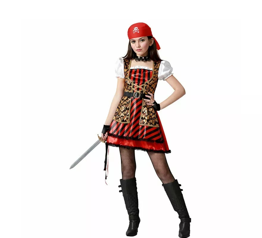 Translation missing: pt-PT.Disfraz de Pirata detalles dorados para mujer