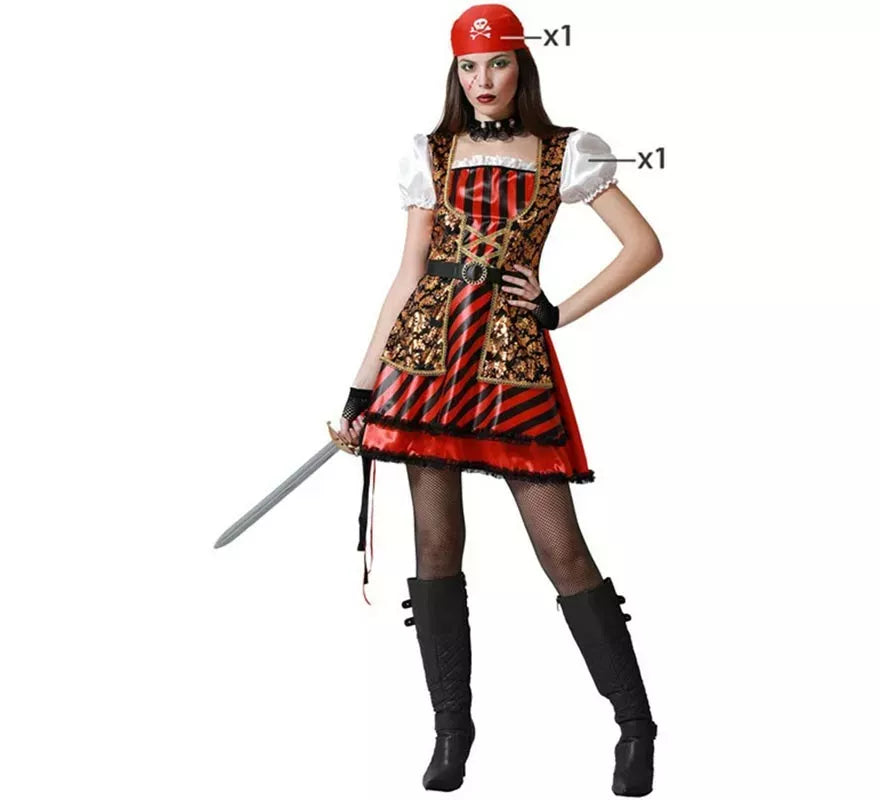 Translation missing: pt-PT.Disfraz de Pirata detalles dorados para mujer