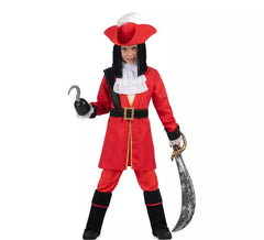 Fato de pirata Red Hook com chapéu e peruca para criança