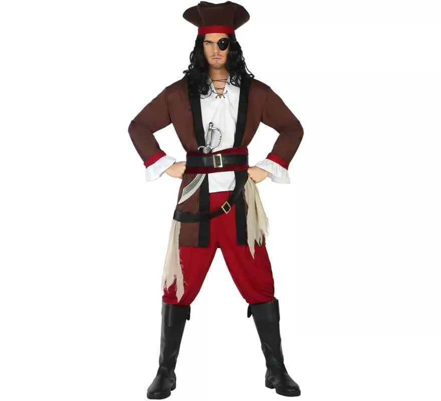 Translation missing: pt-PT.Disfraz de Pirata Marrón para hombre