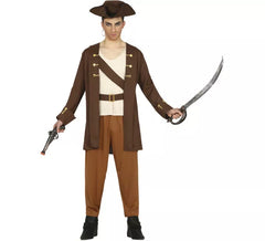 Fato de pirata navegador castanho para adolescente
