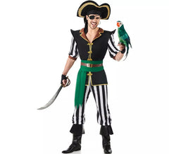 de pirata papagaio preto e verde para homem