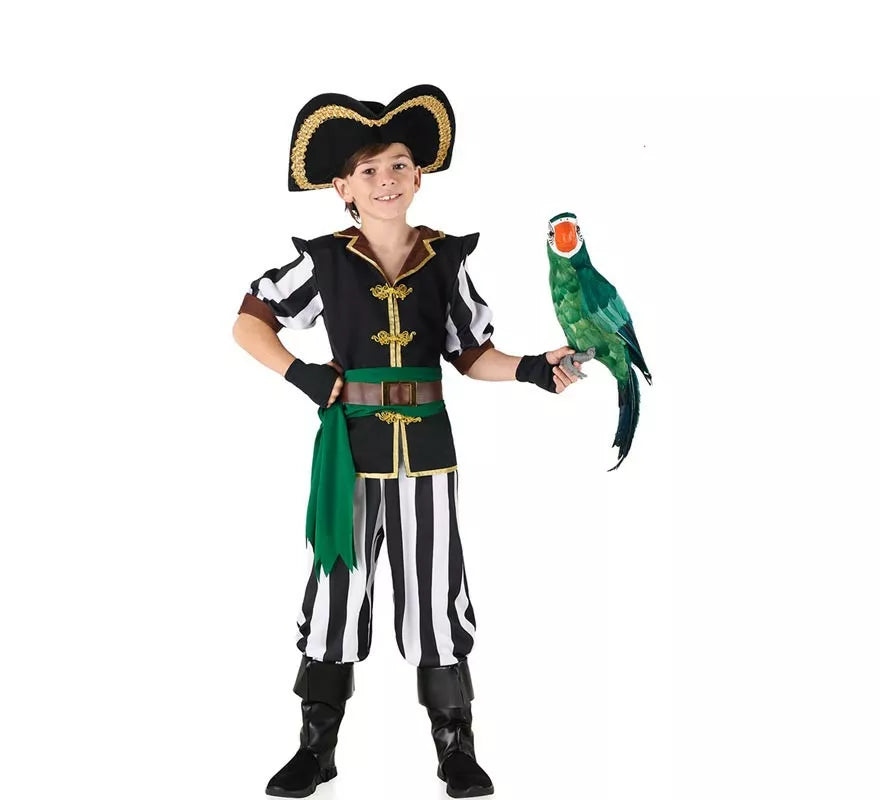 Translation missing: pt-PT.Disfraz de Pirata Parrot negro y verde para niño