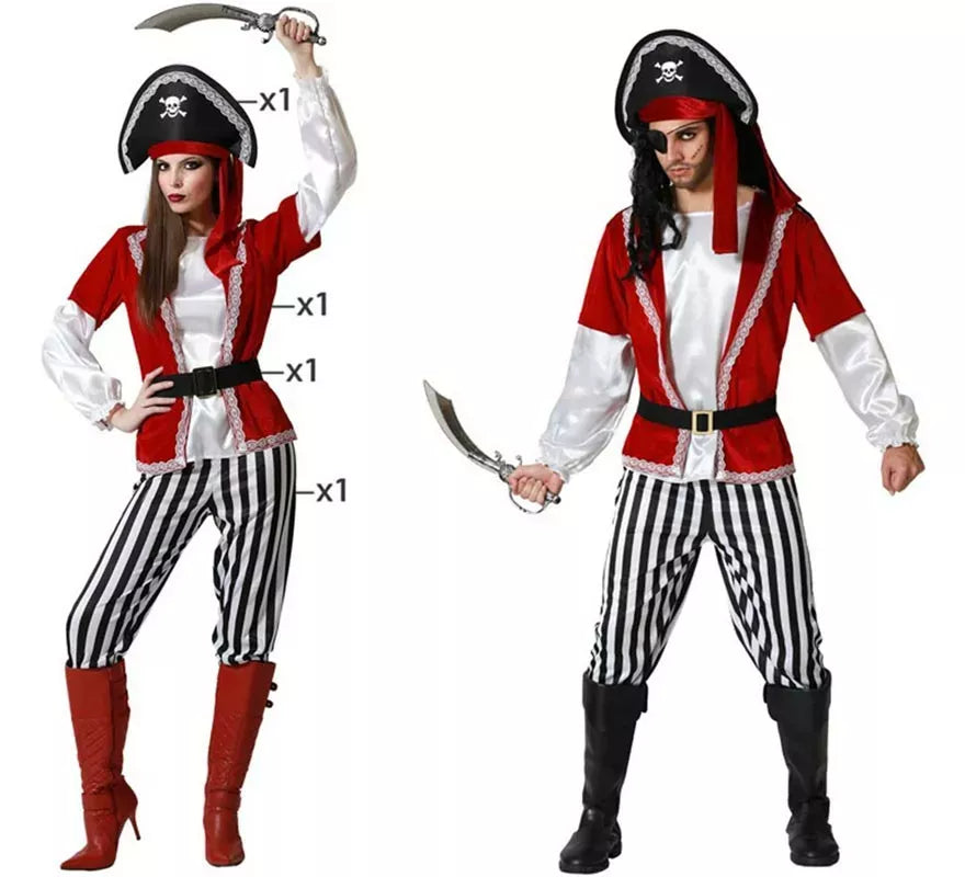 Translation missing: pt-PT.Disfraz de Pirata Rayas para mujer