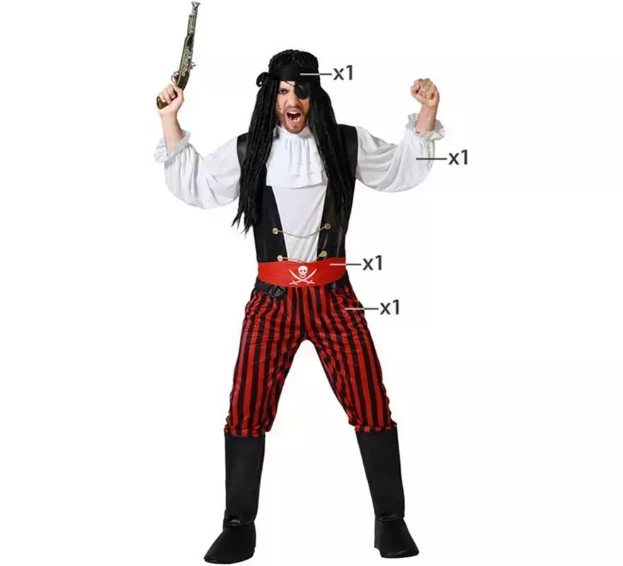 Disfraz de Pirata Rayas para hombre