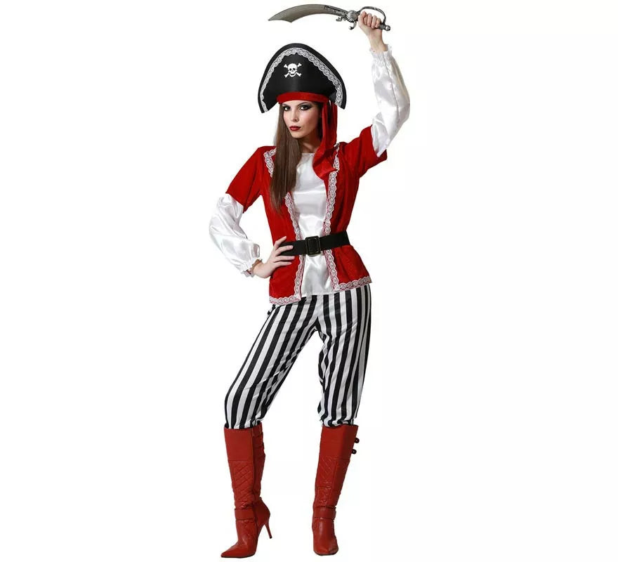 Translation missing: pt-PT.Disfraz de Pirata Rayas para mujer