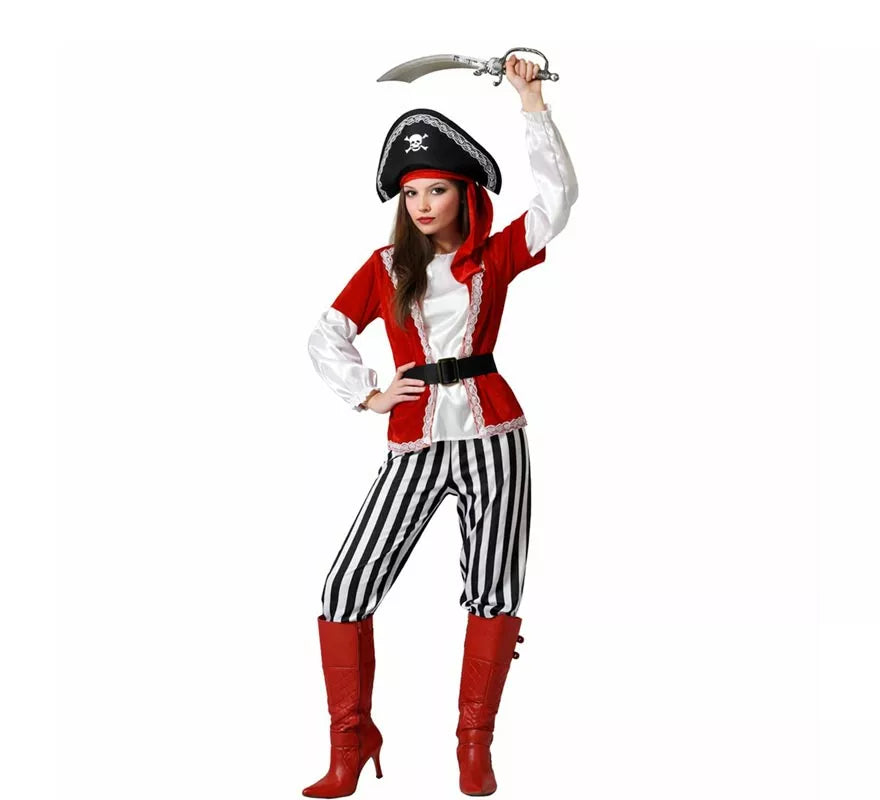 Translation missing: pt-PT.Disfraz de Pirata Rayas para mujer