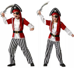Fato de pirata vermelho com chapéu para criança