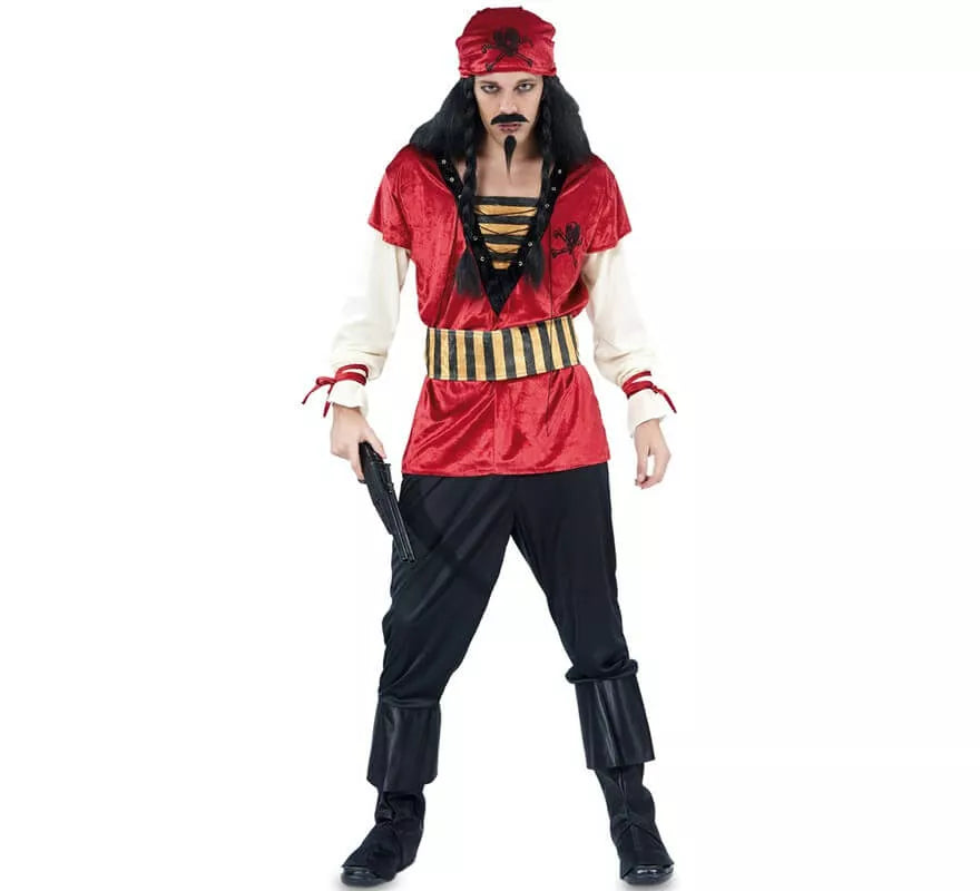 Translation missing: pt-PT.Disfraz de Pirata Rojo para hombre
