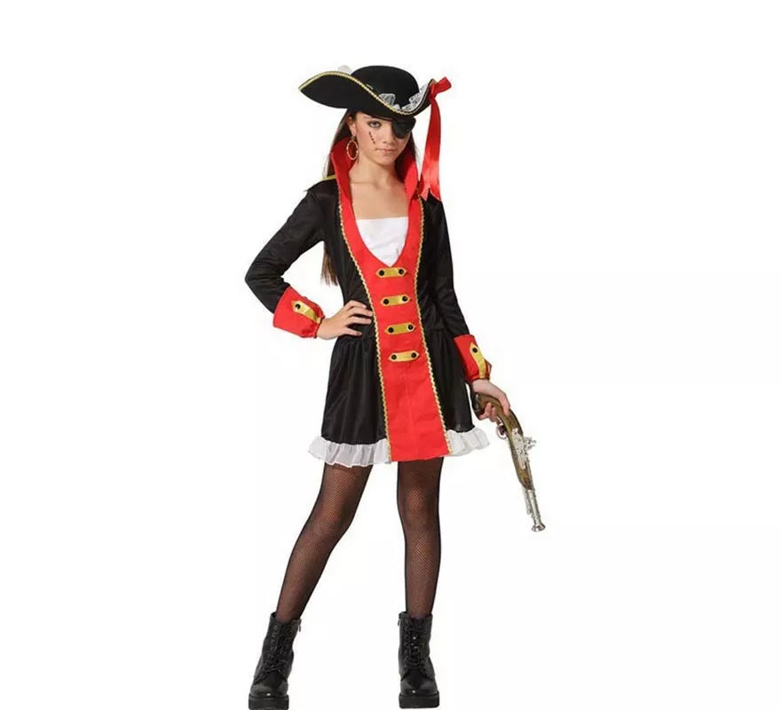 Translation missing: pt-PT.Disfraz de Pirata Rojo y Negro para niña