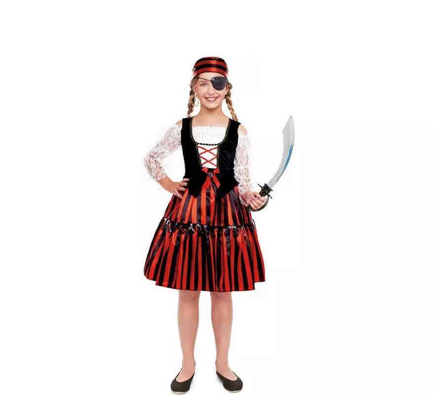 Translation missing: pt-PT.Disfraz de Pirata Stripes Clásica para niña