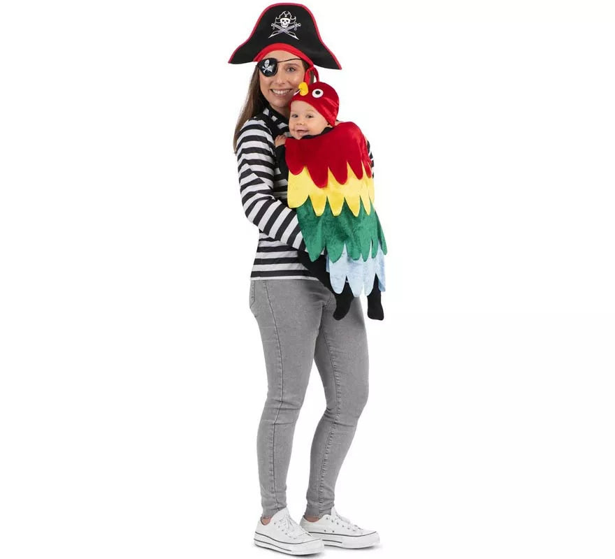 Translation missing: pt-PT.Disfraz de Pirata y Loro con cubremochila para adulto y bebé