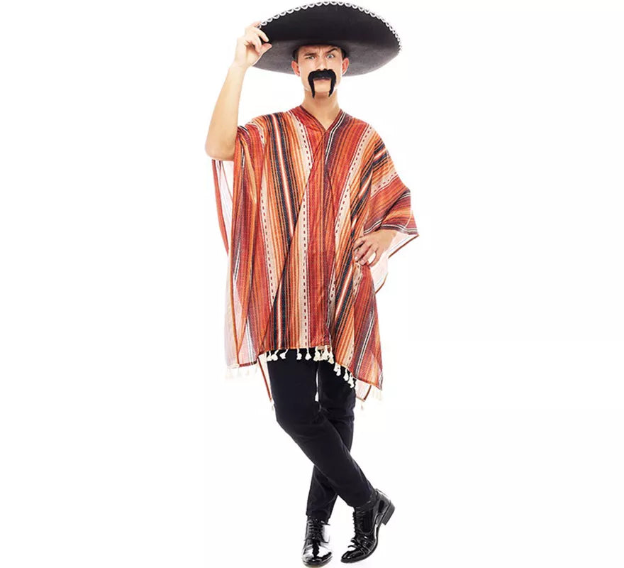 Translation missing: pt-PT.Disfraz de Pistolero Mexicano con Poncho para hombre