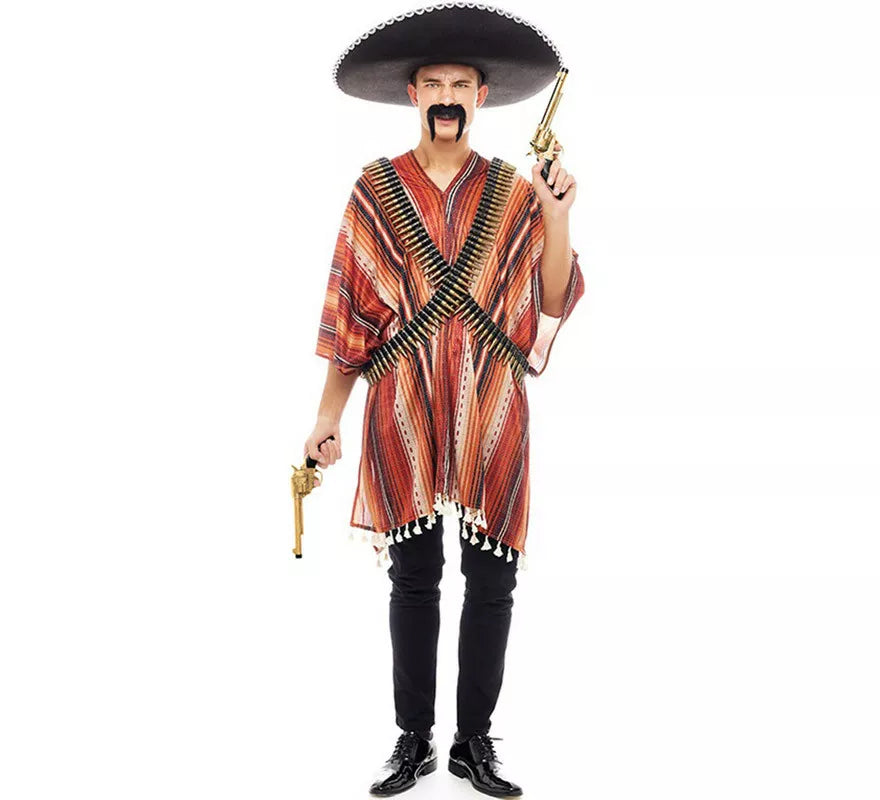 Translation missing: pt-PT.Disfraz de Pistolero Mexicano con Poncho para hombre