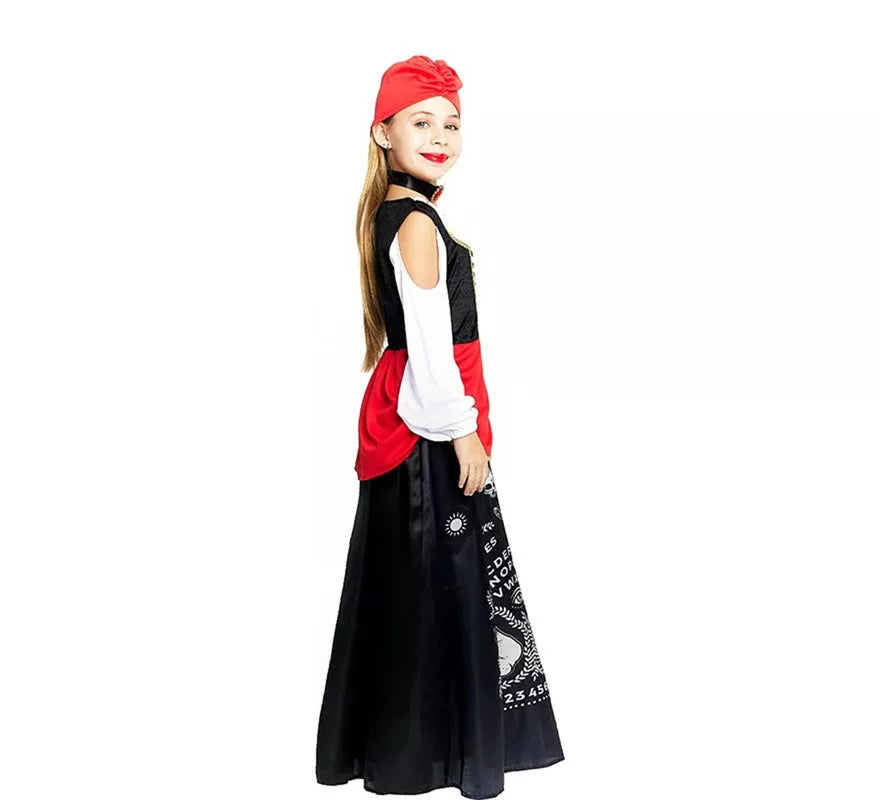 Translation missing: pt-PT.Disfraz de Pitonisa con turbante rojo para niña y adolescente