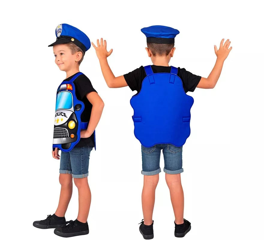 Translation missing: pt-PT.Disfraz de Policía azul Coche con gorro para niños