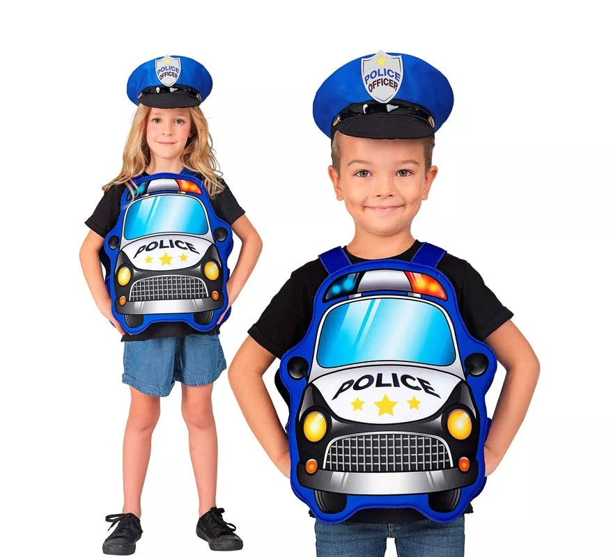 Translation missing: pt-PT.Disfraz de Policía azul Coche con gorro para niños