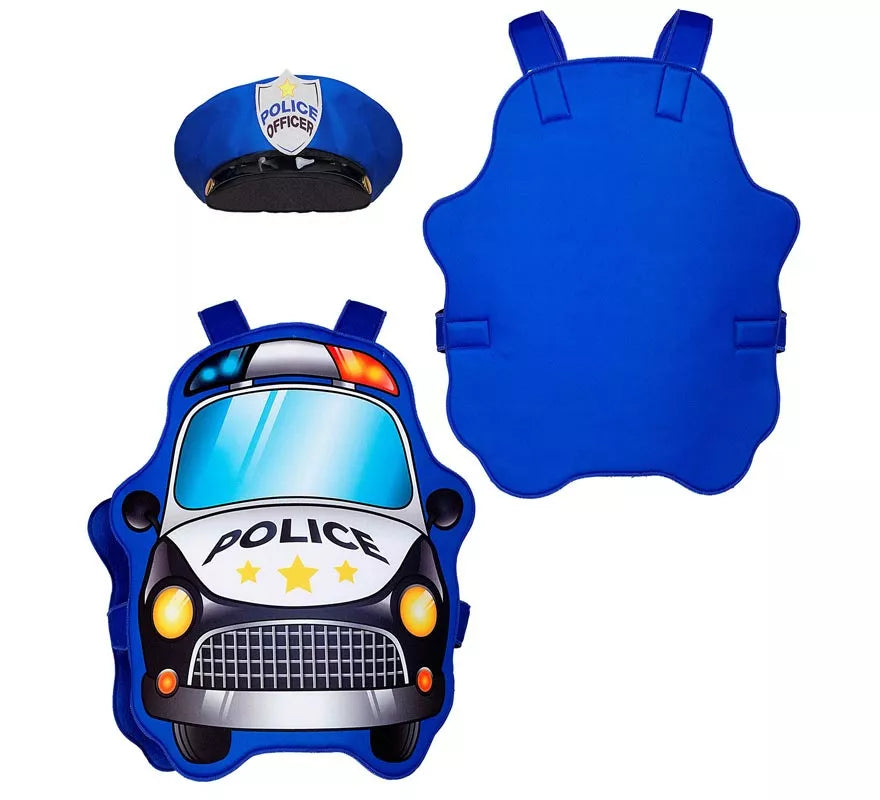 Disfraz de Policía azul Coche con gorro para niños