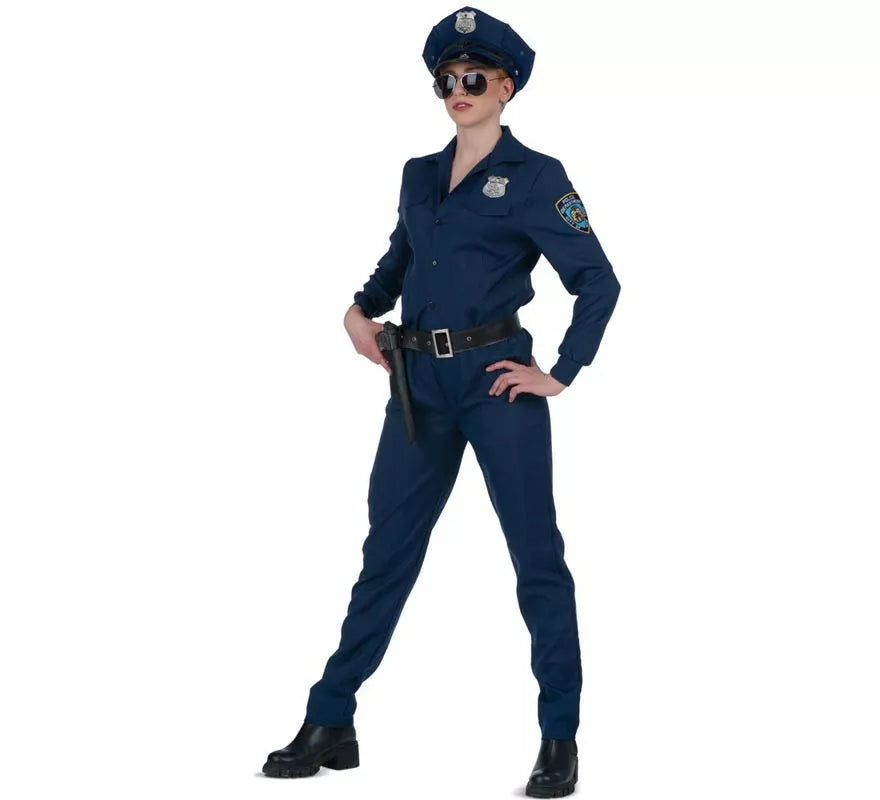 Translation missing: pt-PT.Disfraz de Policía azul con cinturón para mujer