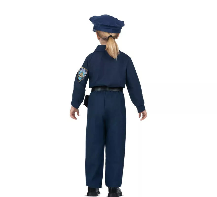 Translation missing: pt-PT.Disfraz de Policía azul con cinturón para niña