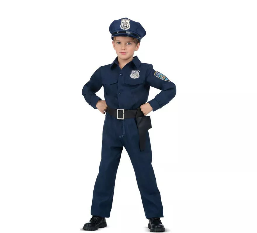Translation missing: pt-PT.Disfraz de Policía azul con cinturón para niña