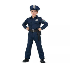 Fato de polícia azul com cinto para menina