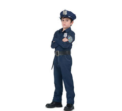 Fato de polícia azul com cinto para menino