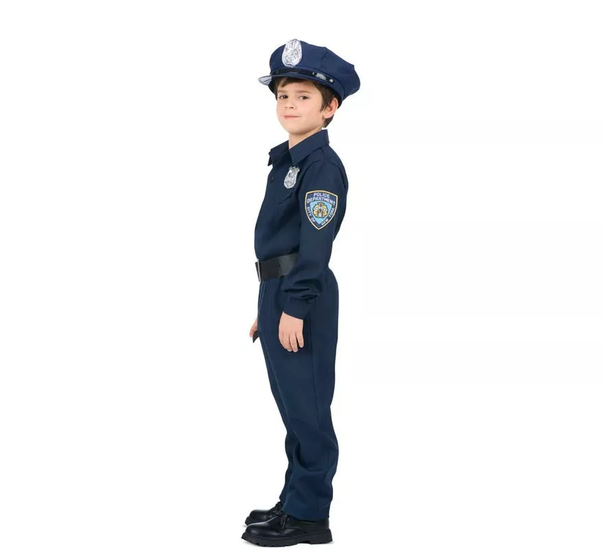 Translation missing: pt-PT.Disfraz de Policía azul con cinturón para niño