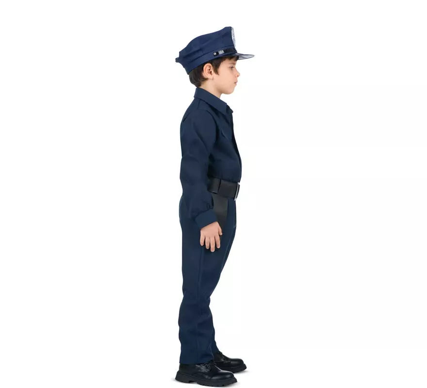 Translation missing: pt-PT.Disfraz de Policía azul con cinturón para niño