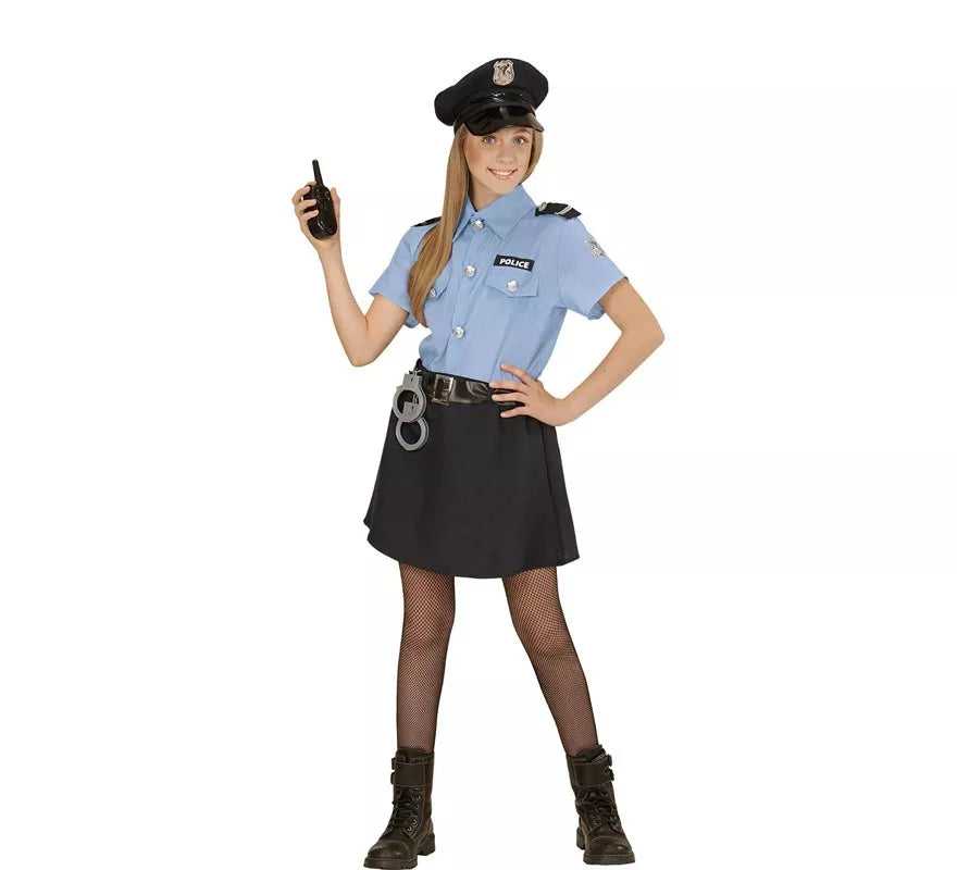Translation missing: pt-PT.Disfraz de Policía azul con gorro para niña y adolescente