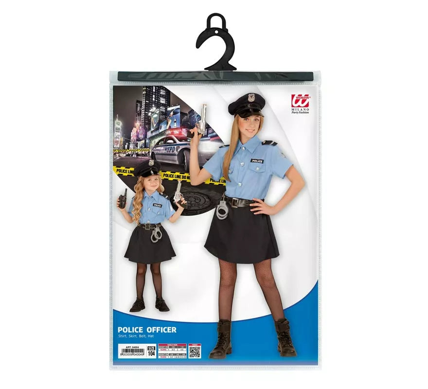 Translation missing: pt-PT.Disfraz de Policía azul con gorro para niña y adolescente