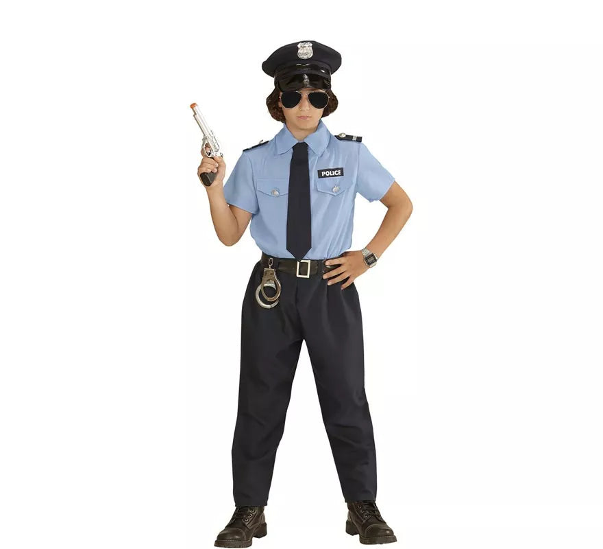 Translation missing: pt-PT.Disfraz de Policía azul con gorro para niño y adolescente