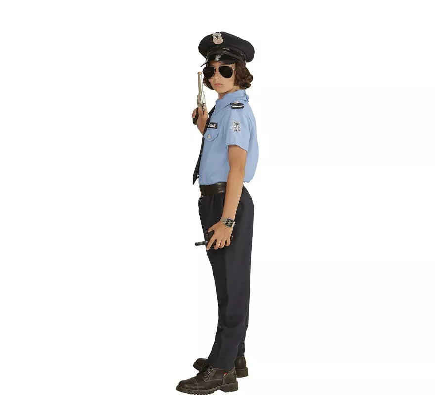 Disfraz de Policía azul con gorro para niño y adolescente