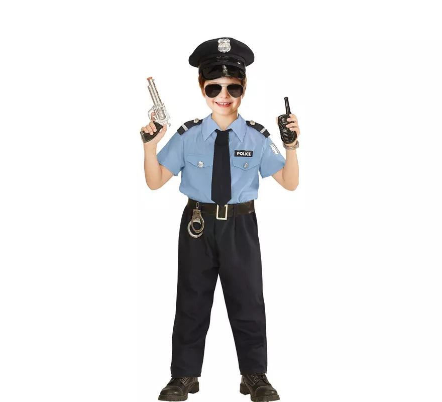 Translation missing: pt-PT.Disfraz de Policía azul con gorro para niño y adolescente