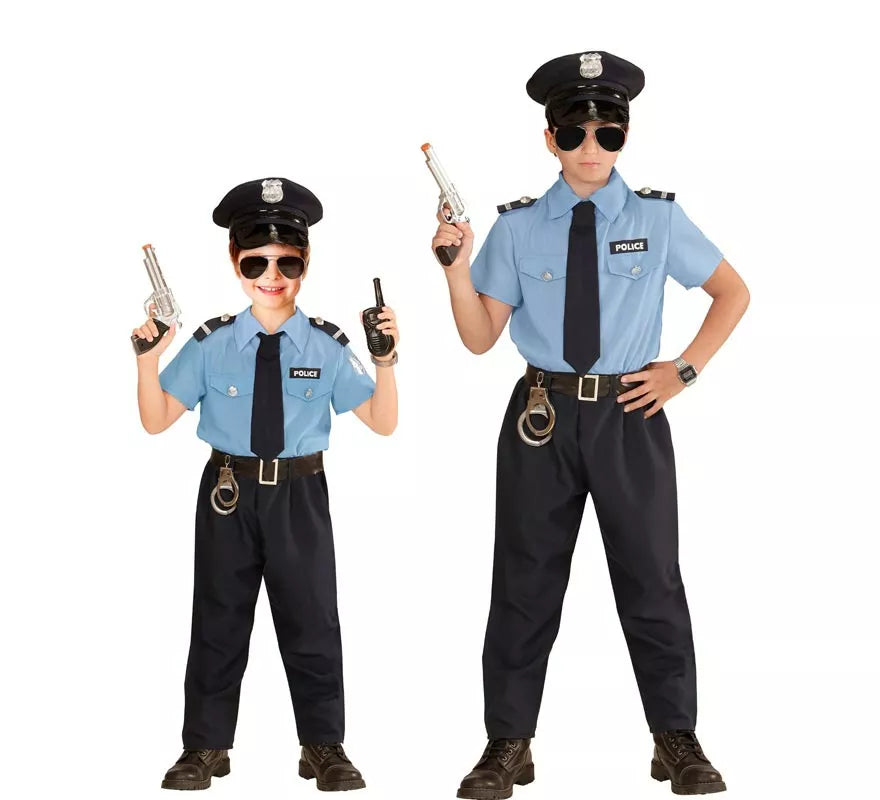 Translation missing: pt-PT.Disfraz de Policía azul con gorro para niño y adolescente