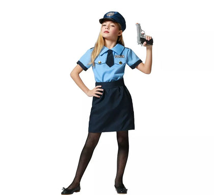 Disfraz de Policía azul en falda para niña