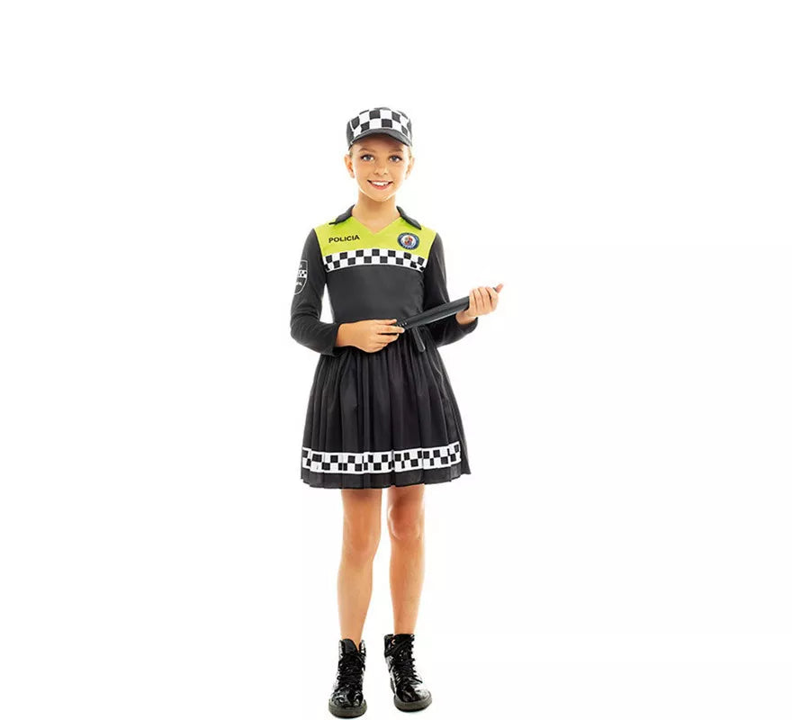 Translation missing: pt-PT.Disfraz de Policía en Vestido negro y amarillo para niña