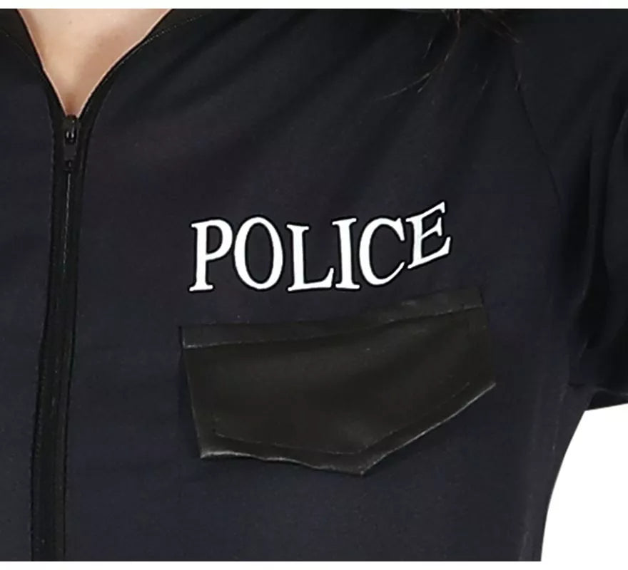 Translation missing: pt-PT.Disfraz de Policía Negro con pantalón para adolescente